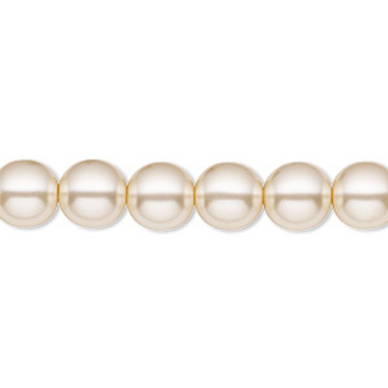 Bead, Czech pearl-coated glass druk, opaque beige, 8mm round. Sold per 15-1/2" to 16" strand.