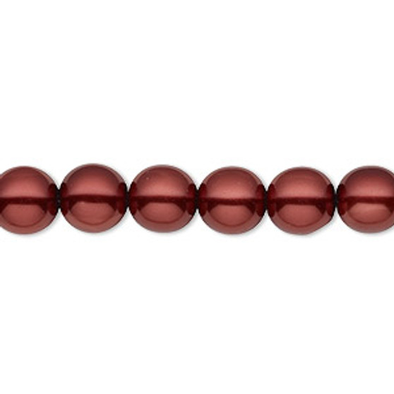 Bead, Czech pearl-coated glass druk, opaque wine, 8mm round. Sold per 15-1/2" to 16" strand.