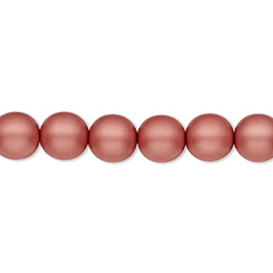 Bead, Czech pearl-coated glass druk, opaque matte dusty rose, 8mm round. Sold per 15-1/2" to 16" strand.