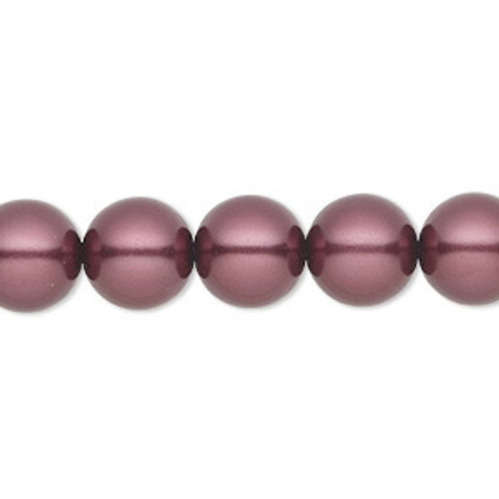Pearl, Preciosa Czech crystal, light burgundy, 10mm round. Sold per pkg of 10.
