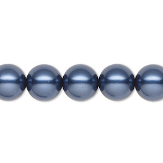 Pearl, Preciosa Czech crystal, blue, 10mm round. Sold per pkg of 10.