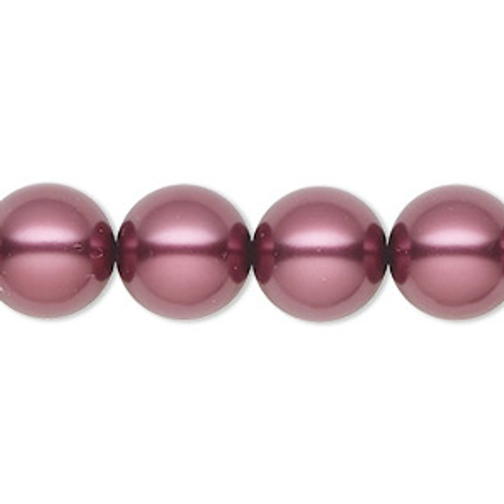 Pearl, Preciosa Czech crystal, light burgundy, 12mm round. Sold per pkg of 10.