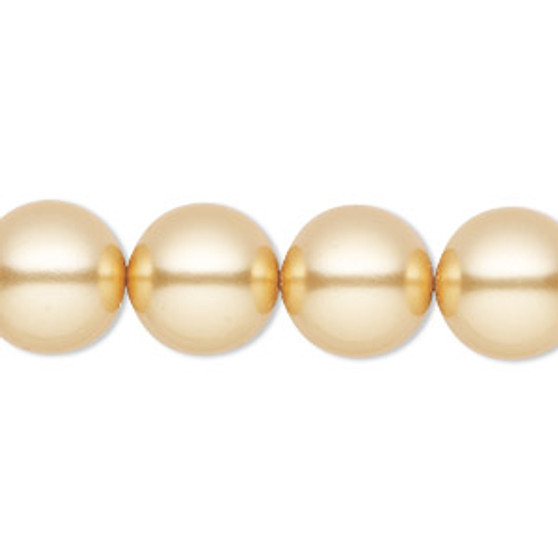 Pearl, Preciosa Czech crystal, gold, 12mm round. Sold per pkg of 10.