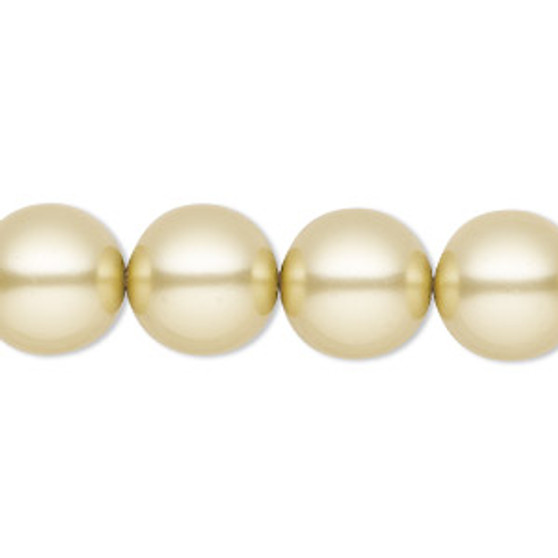 Pearl, Preciosa Czech crystal, vanilla, 12mm round. Sold per pkg of 10.