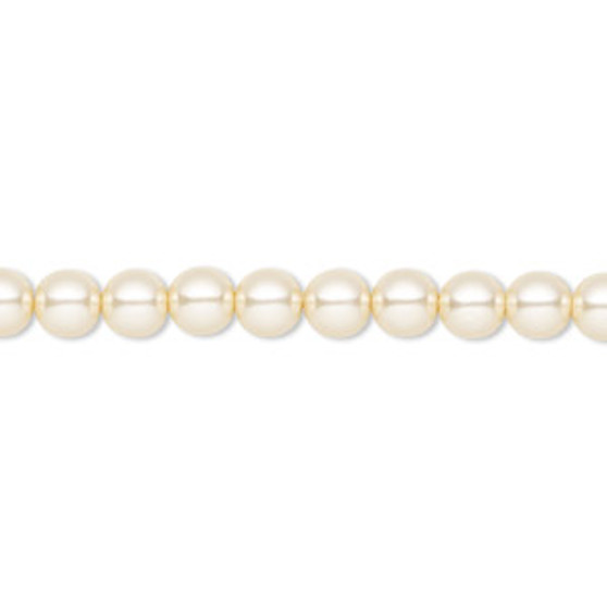 Pearl, Preciosa Czech crystal, cream, 5mm round. Sold per pkg of 50.