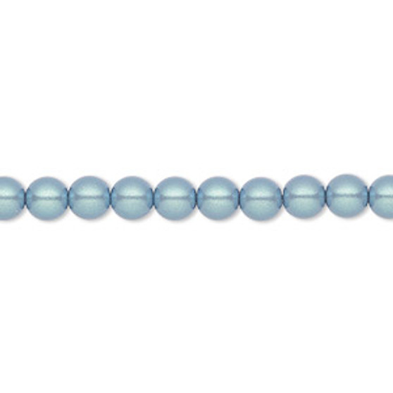 Pearl, Preciosa Czech crystal, pearlescent blue, 5mm round. Sold per pkg of 50.