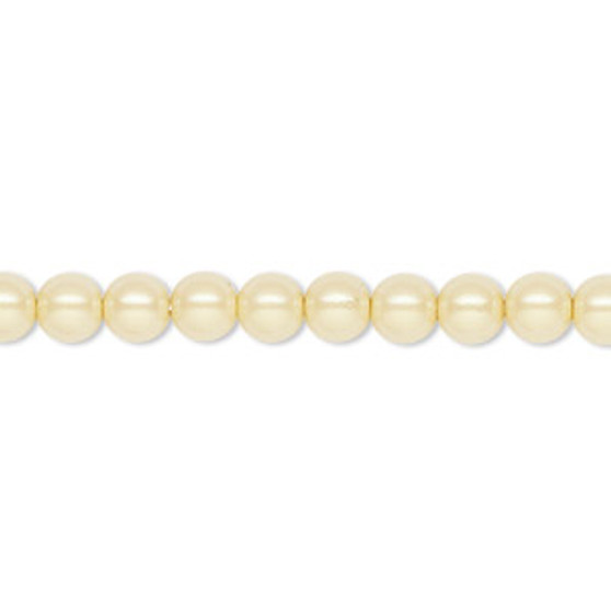 Pearl, Preciosa Czech crystal, pearlescent yellow, 5mm round. Sold per pkg of 50.