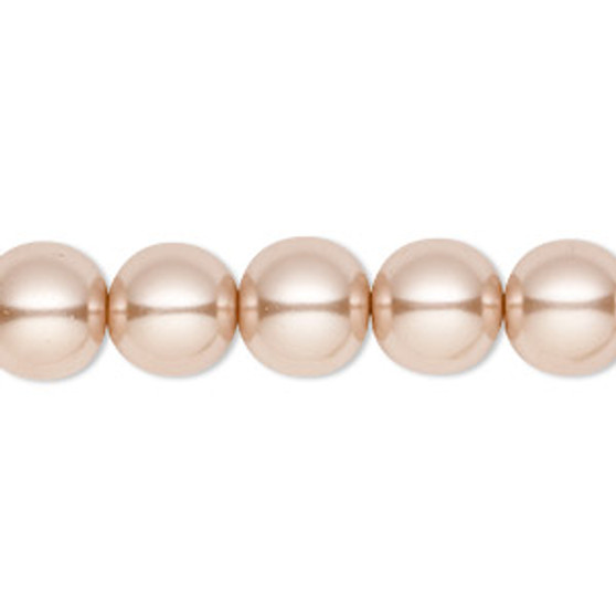 Bead, Celestial Crystal®, crystal pearl, champagne, 10mm round. Sold per pkg of (2) 15-1/2" to 16" strands, approximately 80 beads.