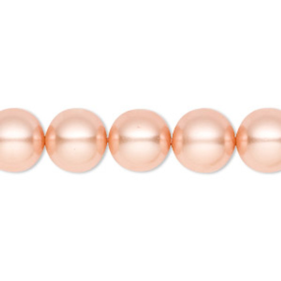 Bead, Celestial Crystal®, crystal pearl, peach, 10mm round. Sold per pkg of (2) 15-1/2" to 16" strands, approximately 80 beads.