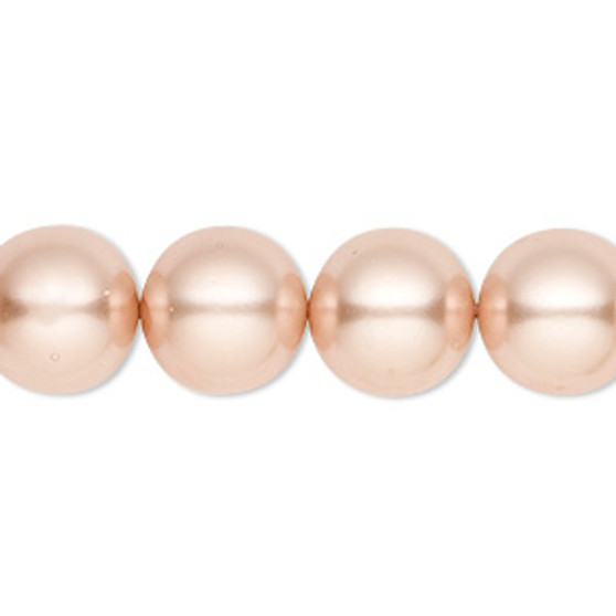 Bead, Celestial Crystal®, crystal pearl, champagne, 12mm round. Sold per 15-1/2" to 16" strand, approximately 30 beads.