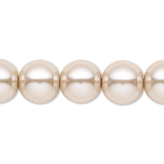 Bead, Celestial Crystal®, crystal pearl, beige, 12mm round. Sold per 15-1/2" to 16" strand, approximately 30 beads.