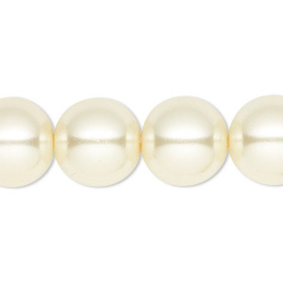 Bead, Celestial Crystal®, crystal pearl, ivory, 14mm round. Sold per 15-1/2" to 16" strand, approximately 25 beads.