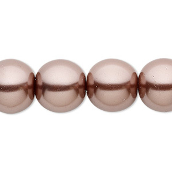 Bead, Celestial Crystal®, crystal pearl, brown, 14mm round. Sold per 15-1/2" to 16" strand, approximately 25 beads.