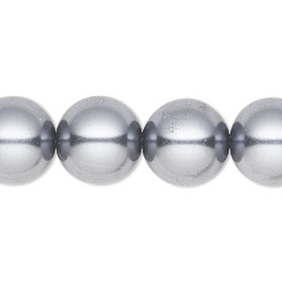 Bead, Celestial Crystal®, crystal pearl, pewter, 14mm round. Sold per 15-1/2" to 16" strand, approximately 25 beads.