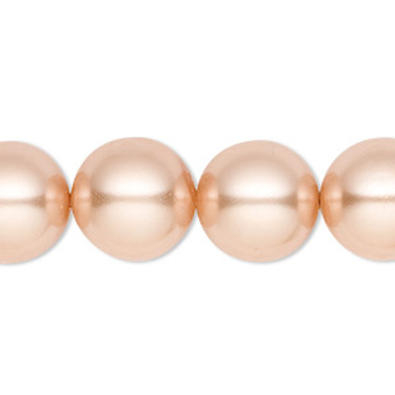 Bead, Celestial Crystal®, crystal pearl, champagne, 14mm round. Sold per 15-1/2" to 16" strand, approximately 25 beads.