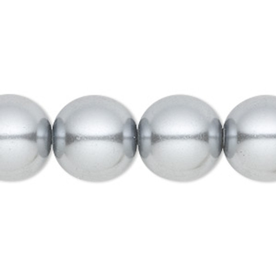 Bead, Celestial Crystal®, crystal pearl, silver, 14mm round. Sold per 15-1/2" to 16" strand, approximately 25 beads.