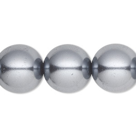 Bead, Celestial Crystal®, crystal pearl, pewter, 16mm round. Sold per 15-1/2" to 16" strand, approximately 25 beads.