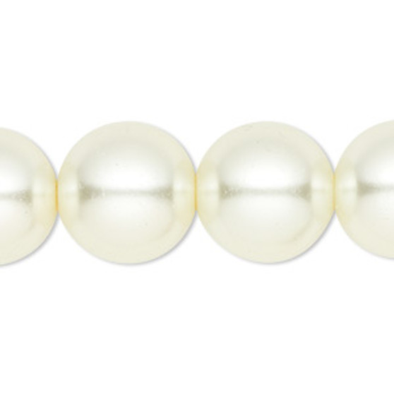 Bead, Celestial Crystal®, crystal pearl, ivory, 16mm round. Sold per 15-1/2" to 16" strand, approximately 25 beads.