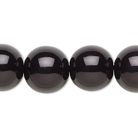 Bead, Celestial Crystal®, crystal pearl, black, 16mm round. Sold per 15-1/2" to 16" strand, approximately 25 beads.