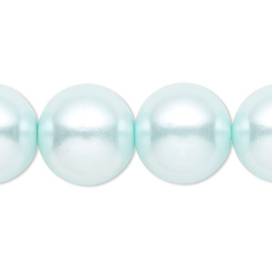Bead, Celestial Crystal®, crystal pearl, light blue, 16mm round. Sold per 15-1/2" to 16" strand, approximately 25 beads.