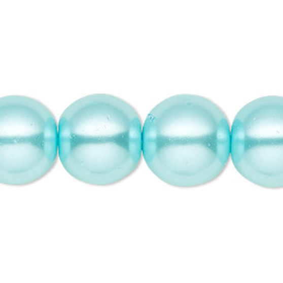 Bead, Celestial Crystal®, crystal pearl, aqua blue, 16mm round. Sold per 15-1/2" to 16" strand, approximately 25 beads.