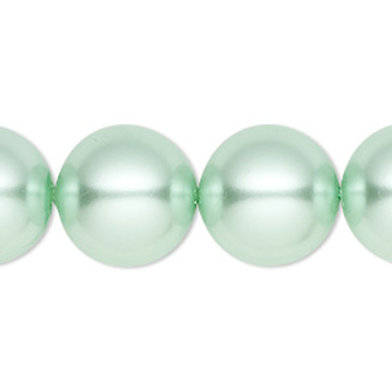 Bead, Celestial Crystal®, crystal pearl, light green, 16mm round. Sold per 15-1/2" to 16" strand, approximately 25 beads.