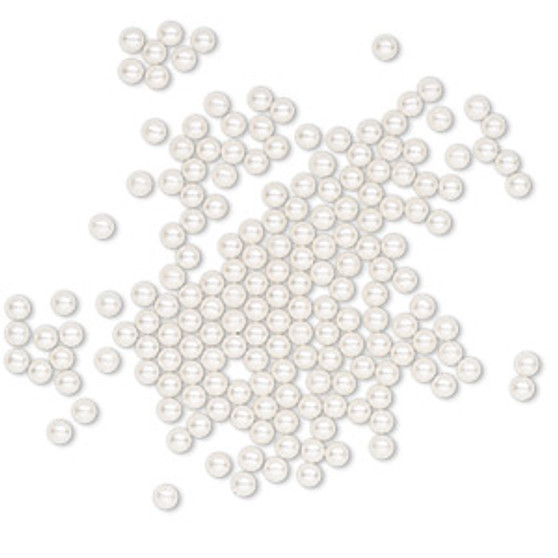 Pearl, Crystal Passions®, white, 2mm undrilled round (5809). Sold per pkg of 100.