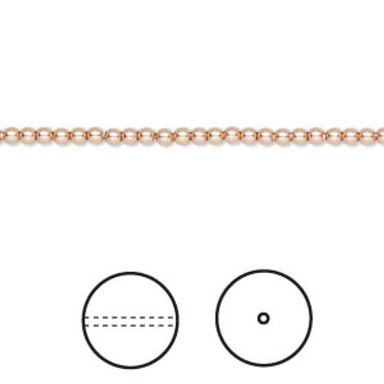 Pearl, Crystal Passions®, rose gold, 2mm round (5810). Sold per pkg of 100.