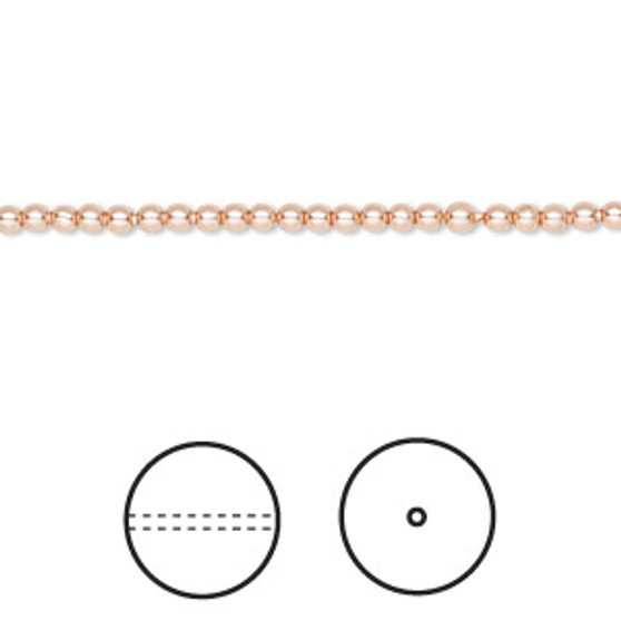 Pearl, Crystal Passions®, rose peach, 2mm round (5810). Sold per pkg of 100.