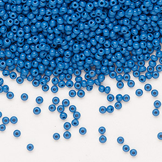 Seed bead, Preciosa Ornela, Czech glass, opaque denim blue (33210), #11 rocaille. Sold per 50-gram pkg.