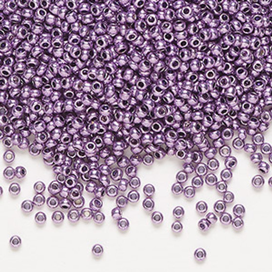 Seed bead, Preciosa Ornela, glass, opaque terra dyed metallic violet (18528), #11 rocaille. Sold per 50-gram pkg.