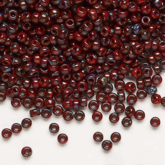 8-4513 - 8/0 - Miyuki - Opaque Picasso Red - 50gms - Glass Round Seed Bead
