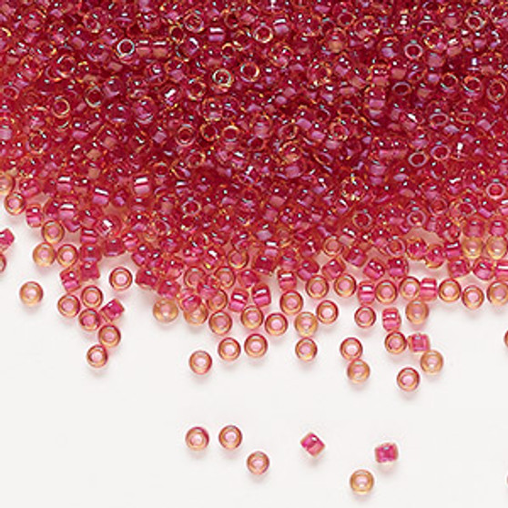 11-363 - 11/0 - Miyuki - Translucent Light Cranberry Lined Luster Topaz - 25gms - Glass Round Seed Bead