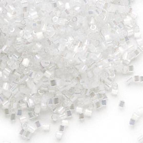 Seed bead, Dyna-Mites™, glass, translucent silk rainbow white, #11 cut-off round. Sold per 40-gram pkg.