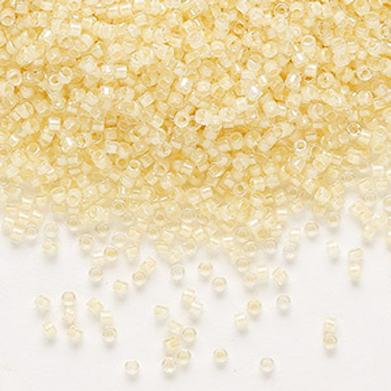 DB2371 - 11/0 - Miyuki Delica - Translucent Ivory Lined Luster Clear - 7.5gms - Cylinder Seed Beads