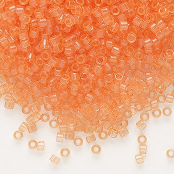 DB1411 - 11/0 - Miyuki Delica - Transparent Crystal Glazed Dark Tangerine - 7.5gms - Cylinder Seed Beads