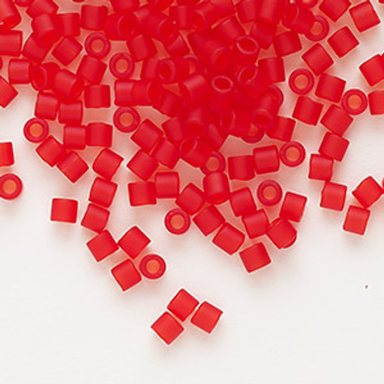 DBL-0745 - 8/0 - Miyuki - Translucent Matte Red - 7.5gms (approx 220 Beads) - Glass Delica Beads - Cylinder