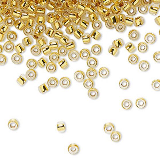 TR-08-701 - 8/0 - TOHO BEADS® - Translucent 24kt Gold Lined Crystal Clear - 7.5gm Vial - Glass Round Seed Beads