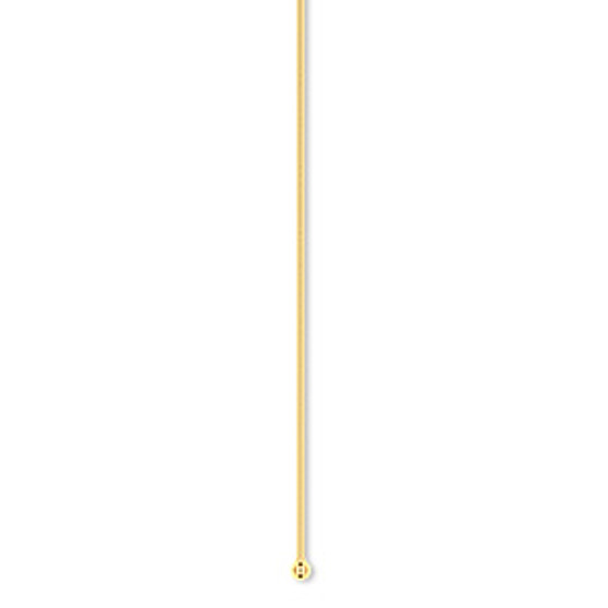 Head pin, gold-plated brass, 2 inches with 1.5mm ball, 23 gauge. Sold per pkg of 10.