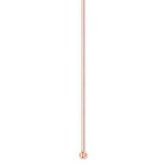 Head pin, copper, 2-1/2 inches with 2mm ball, 22 gauge. Sold per pkg of 30.