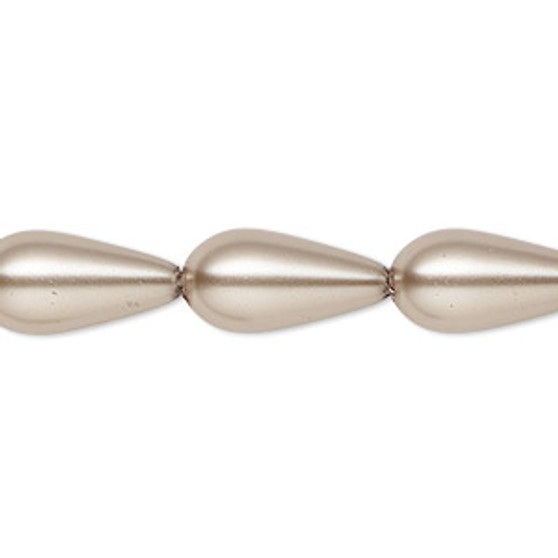 Bead, Celestial Crystal®, crystal pearl, platinum, 15x8mm teardrop. Sold per 15-1/2" to 16" strand, approximately 25 beads.