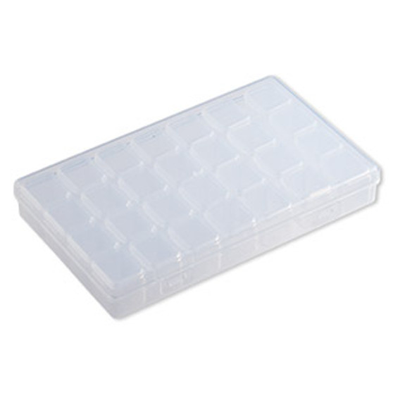 Organizer box, plastic, clear, 6-3/4 x 4-1/8 x 1-inch rectangle with (7) 4-cell containers and snap top. Sold individually.