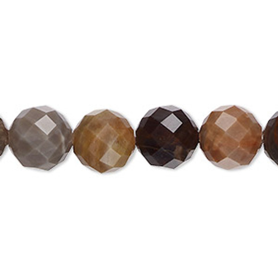 Bead, petrified wood (natural), 10mm faceted round, B grade, Mohs hardness 6-1/2 to 7. Sold per 8-inch strand, approximately 20 beads.