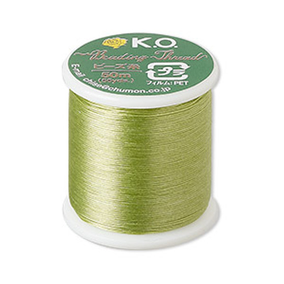 Thread, K.O., waxed nylon, light green, 0.15mm diameter, 4-pound test. Sold per 55 yard spool.