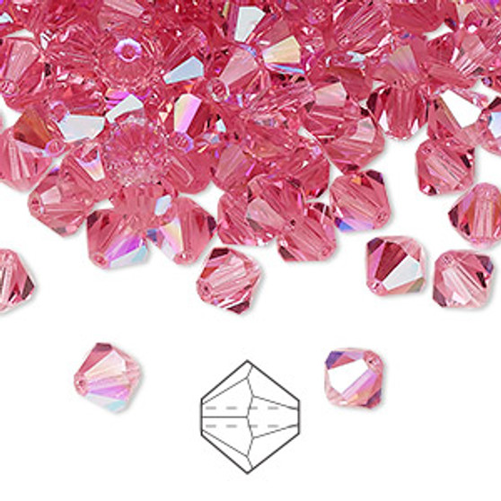 6mm - Preciosa Czech - Rose Glitter - 144pk - Faceted Bicone Crystal
