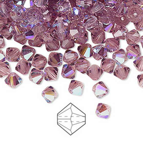 5mm - Preciosa Czech - Light Amethyst Glitter - 24pk - Faceted Bicone Crystal