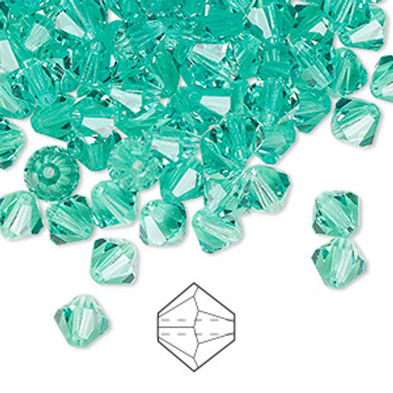 6mm - Preciosa Czech - Caribbean Sea - 24pk - Faceted Bicone Crystal