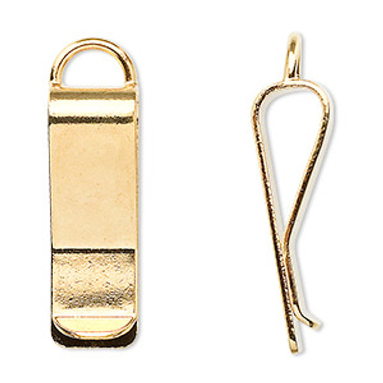 Bookmark clip, gold-plated brass, 30x10mm with loop. Sold per pkg of 2.