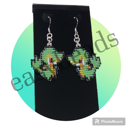 Handmade pokemon inspired earrings - Snivy