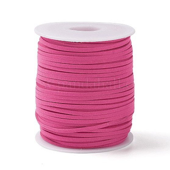 Faux Suede Cord, Hot Pink, 2.5x2mm, about 50 Yards(45m)/Roll